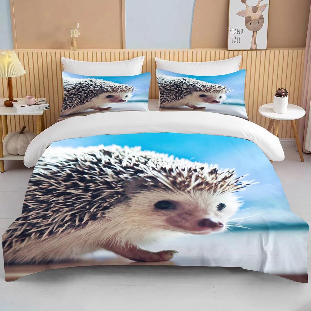 Animal Cute Hedgehog Bedding Set Queen Cute Clothes Comforter/Duvet Covers And Pillowcase For Adults Boys Quilt Cover