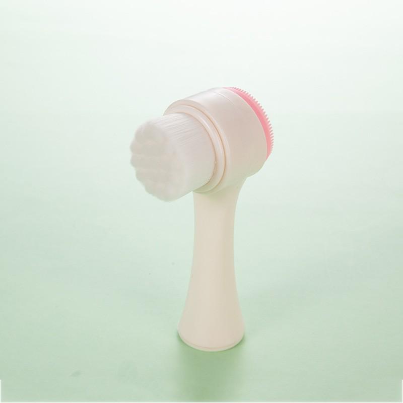 

Двусторонняя силиконовая щетка для лица - Мягкая щетина и скрабер для нежного очищения и очищения пор. розовый/белый