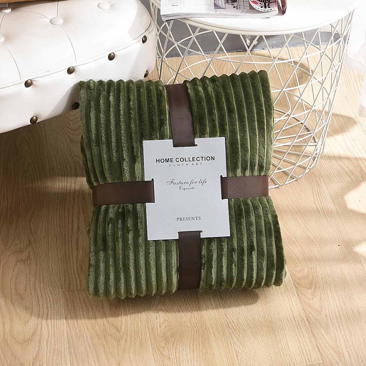 

Флисовый мягкий плед в полоску для дома и путешествий 120*200cm армия зеленый