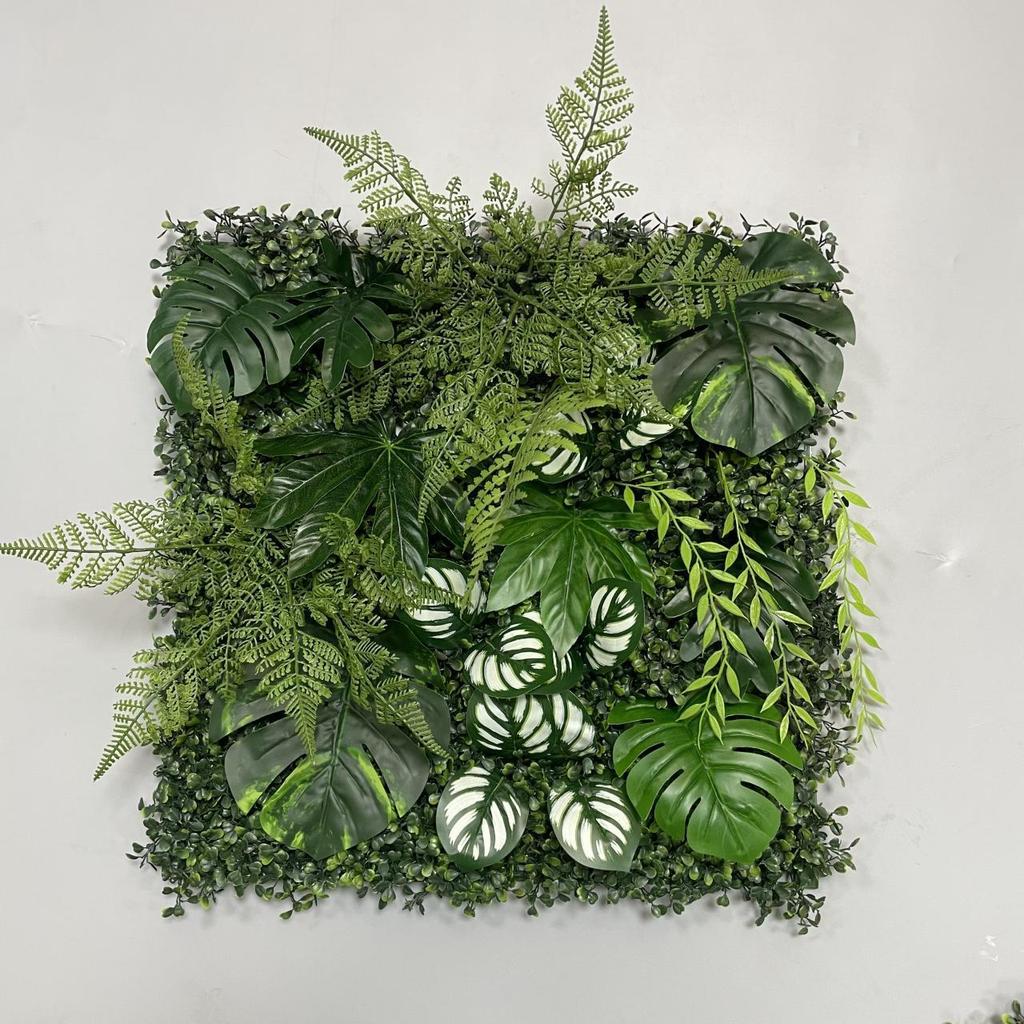 50×50cm Artificial Green Plant Wall - Plastic Vertical Garden, Fake Flower Wall, Synthetic Turf Background
