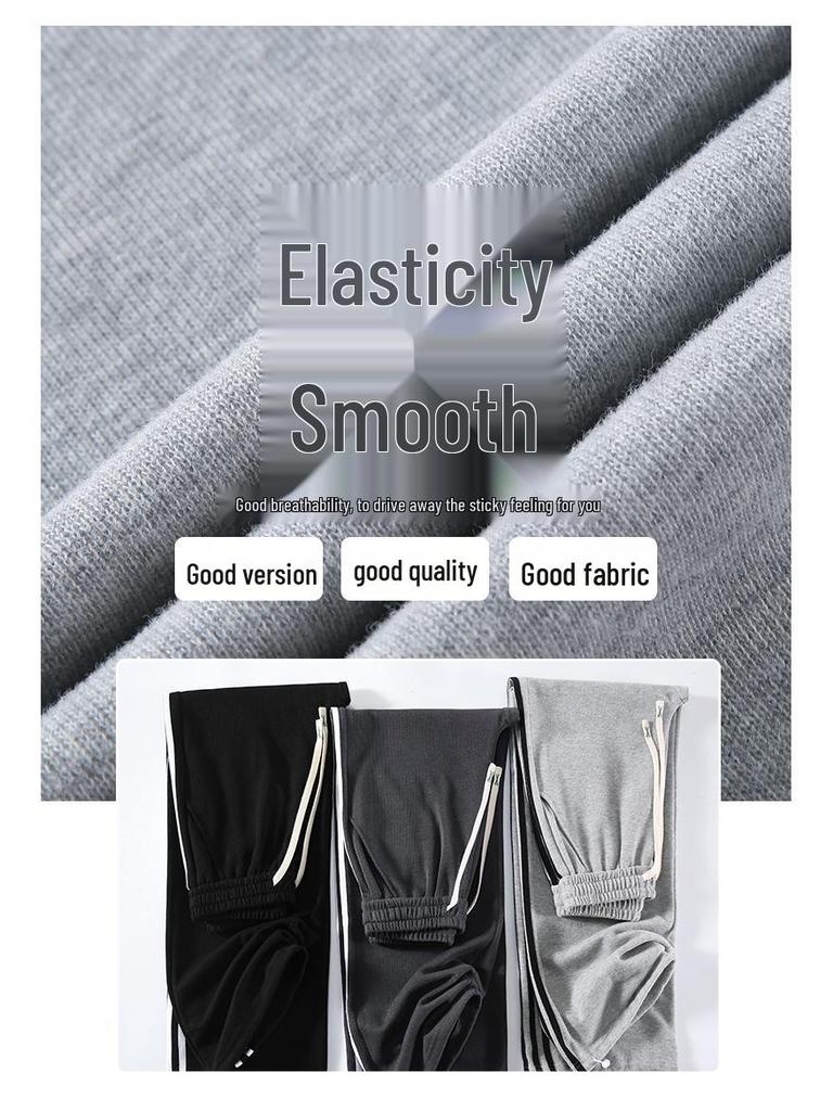 Women's High-Waist Drawstring Wide-Leg Sweatpants, Grey Fleece-Lined with Three Stripes - Spring, Autumn, & Winter Casual Floor-Length Draping Style.
