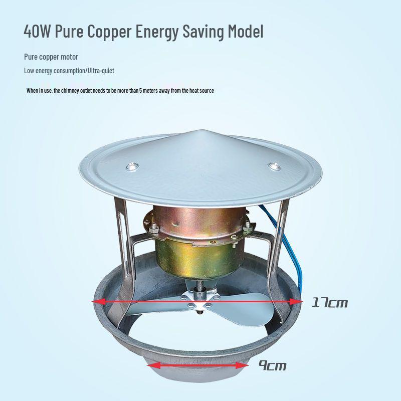 High-Power Pure Copper Draft Fan: Anti-freeze, High-Temp Resistant Chimney Exhaust for Kitchen & Fire Pit