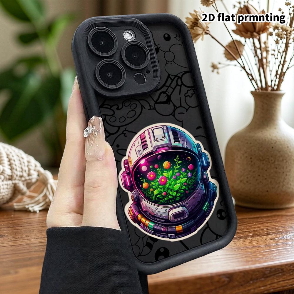 Phone Case: 2D Flat Design, Suitable for iPhone 18, 17, 16, 15, 14, 13 Pro Protective Cases, Astronaut Helmet, Perfect Christmas and Halloween Holiday