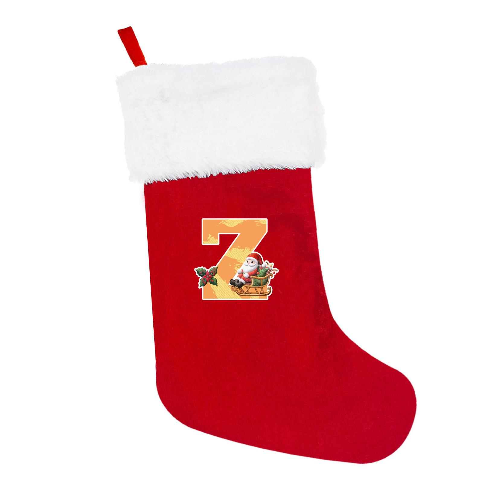 

Рождественские чулки Буквы от A до Z Супермягкий плюшевый манжет Вышитые рождественские чулки Чулочные украшения Для семейного праздничного декора One Size