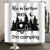 Camper Shower Curtain Happy Camper Trailer Car Rv Forest Mountain Tent Camping Bathroom Shower Curtain Waterproof Bath Curtain