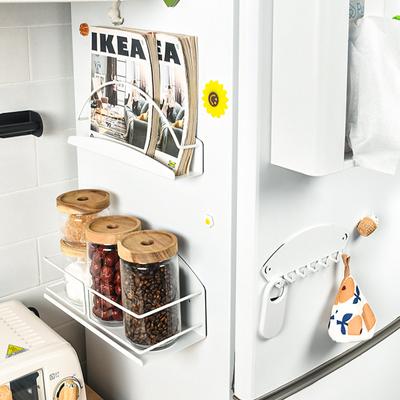Fridge Storage Shelf Home Kitchen Organiser Wall Mounted Magnetic Shelf Side Magnetic Refrigerator Shelf