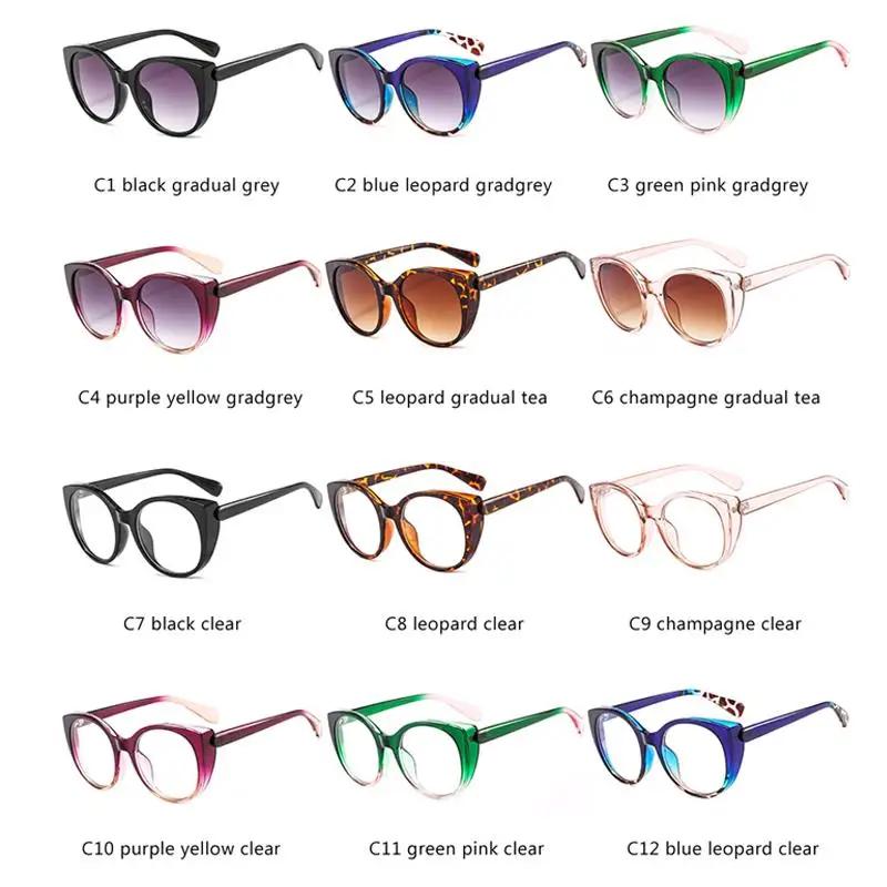 Vintage Cat Eye Sunglasses Women Fashion Brand Desi Oversized Gradient Glasses Retro Blue Leopard Shades lunette eil femme