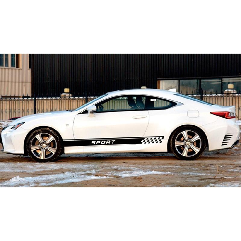 2Pcs Car Auto Graphics Both Side Body Vinyl Decal Sticker Sports Racing Race