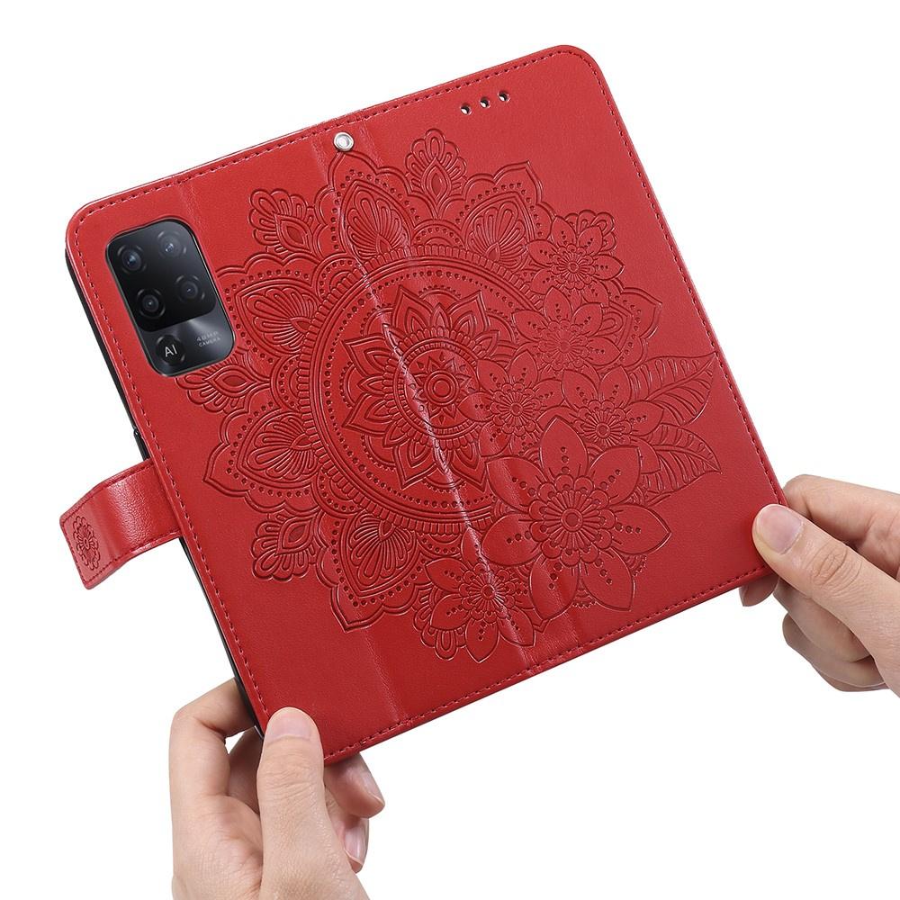 Flip Case for Oppo Reno5 Z / A94 / A95 5G, Mandala, Red
