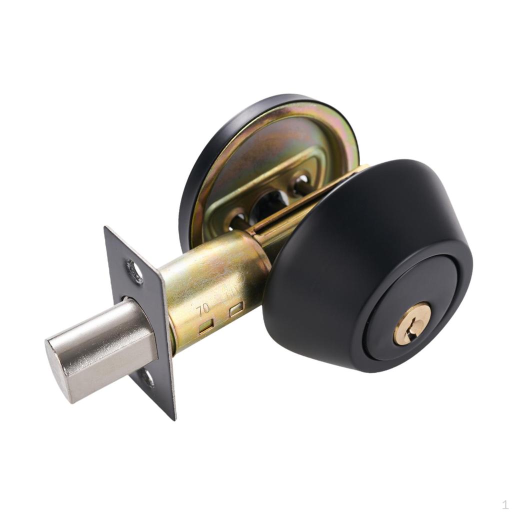 Dead Bolt Door Lock Round Knob Interior Exterior Stainless Steel Single Cylinder with Keys for
