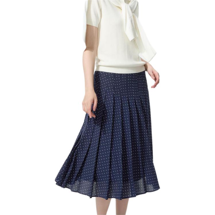 UNIQLO Polka Dot Versatile Pleated Comfortable Casual Long Skirt Women skirts 488811-69