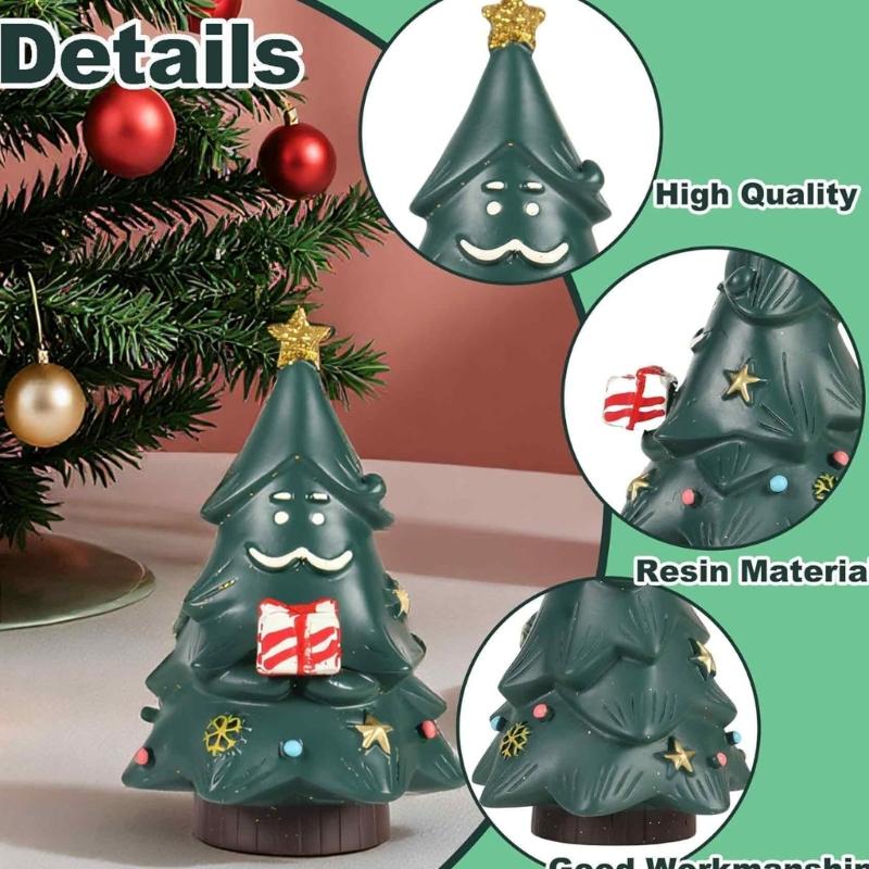 Miniature Festival Pine Sculpture Handcrafted Resin Christmas Tree Desk Decoration For Seasonal Celebration Display