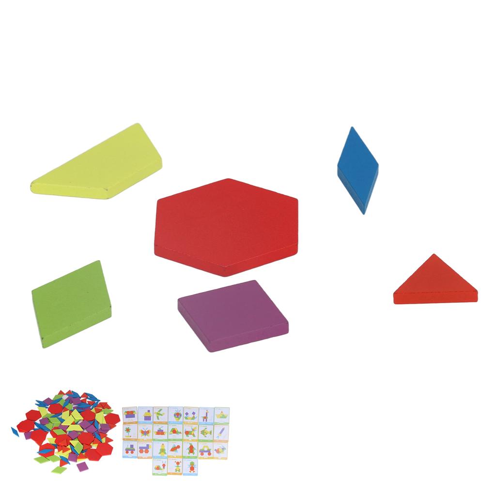 Tangram Toys Educational Bright Color Geometric Shape Puzzle Wooden Pattern Blocks Set for Kids