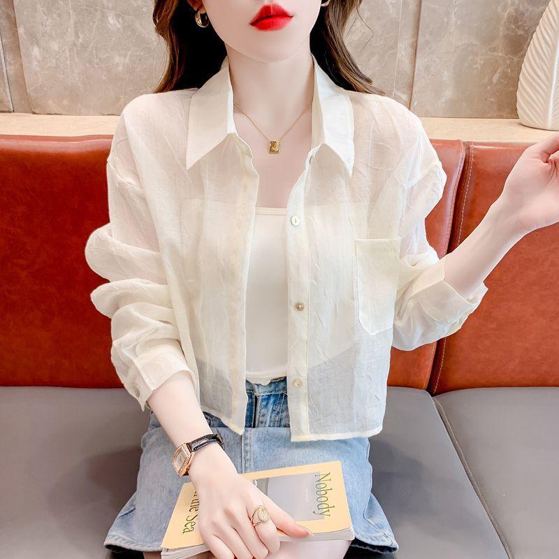 Summer Loose Chiffon Sunscreen Clothes for Women In Summer Thin Casual Versatile Long-sleeved Cardigan Short Jacket