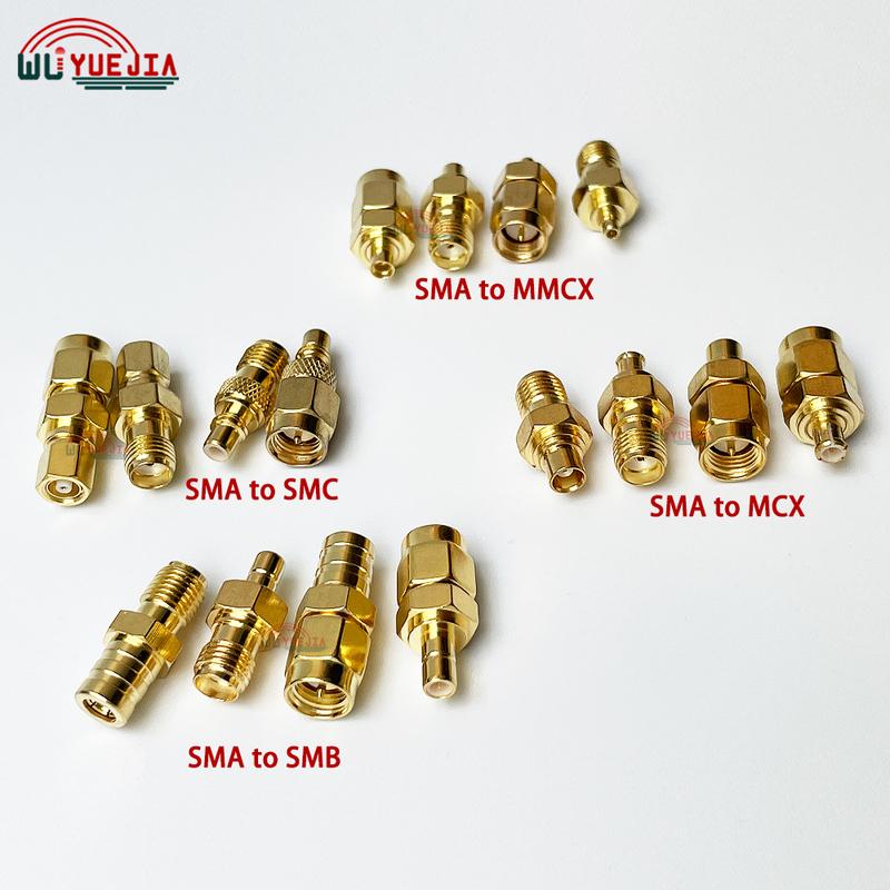 2Pcs/Lot RF Adapter SMA to SMB/SMC/MCX/MMCX Male Plug or Female Jack Straight 50 ohm RF Coaxial Connector Gold Plated Brass