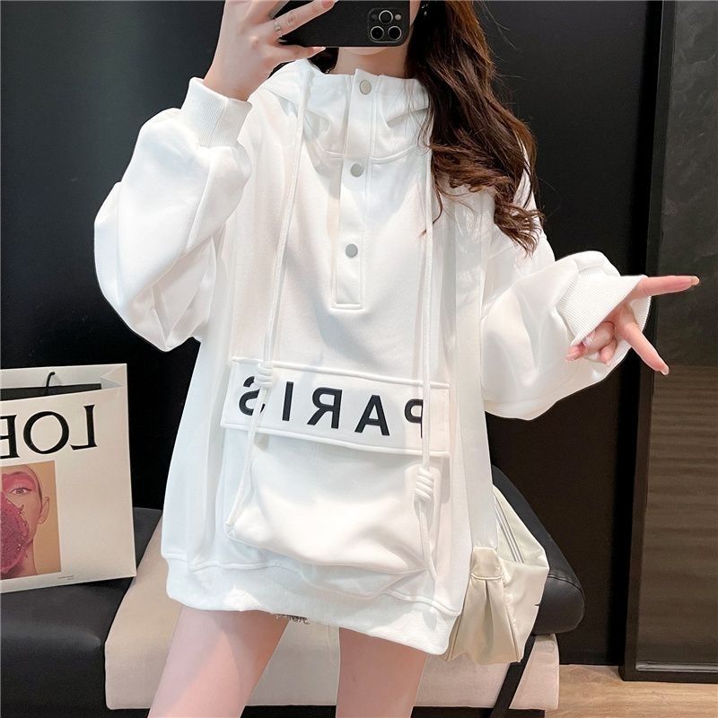 Plus Size Women's Fleece Lined Thickened Hoodie Casual Loose Tops Outerwear Long Sleeve Winter Coat Hooded Sweatshirt
