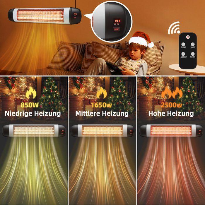 Infrarot-Außenheizung - NETTLIFE - 2500W - Wandmontage - Fernbedienung - 3 Heizstufen