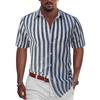 Men's Casual Striped Hawaiian Shirt - Short-Sleeved Summer Fashion
