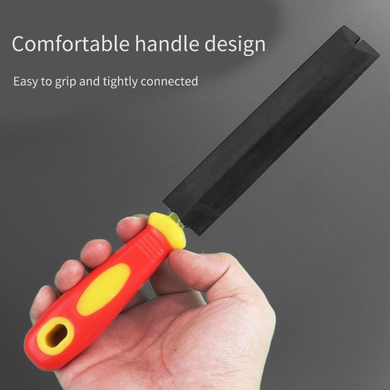 Flat Hand File with Hardened Steel Ergonomic Grip Plastic Handle Flat File