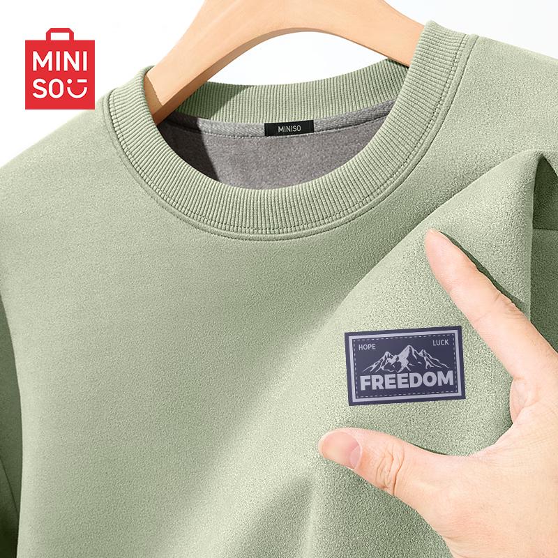 

MINISO Мужской свитшот с круглым вырезом на флисовой подкладке из американской замши 2XL