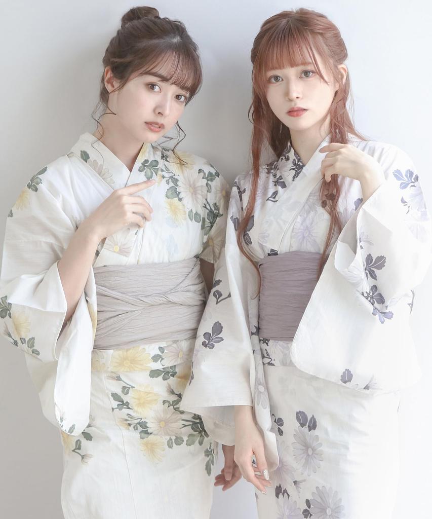 Yukata Set and in with a Variegated Weave Kokiku One Size Fits [KYOETSU] Women's 4-Piece (Yukata, Obi, Underwear, Geta) Off-White (Size AB, 7.