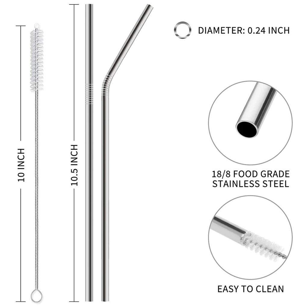 20 Pack 265cm Long Rainbow Metal Straws Reusable 304 Stainless Steel Drinking Straws for 30oz and 20oz Cup Bar Accessory
