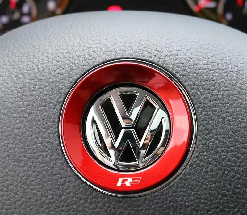 2025 Hot 1Pcs Car Steering Wheel Emblem Stickers Accessories For Volkswagen VW R-line GTI R Polo Golf Touareg Passat Magotan Tig