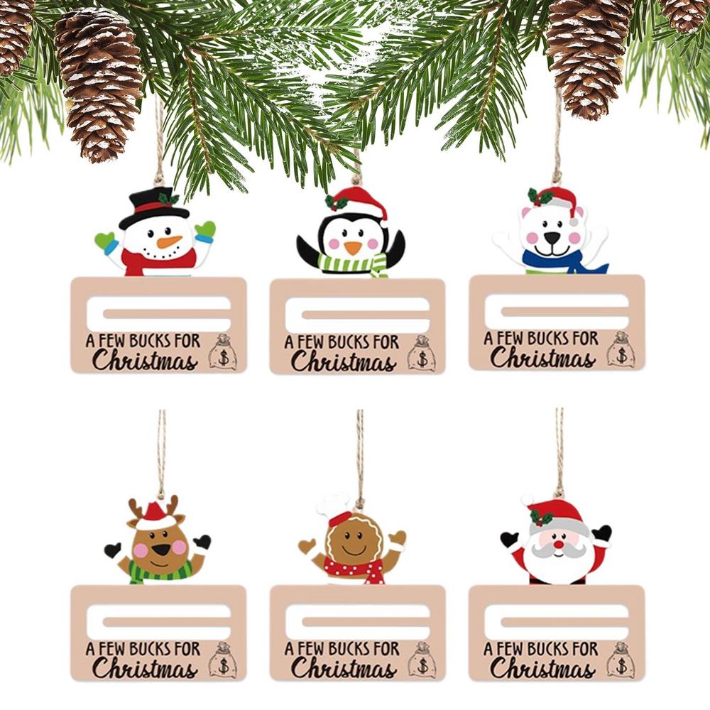 Money Holder Ornament Wooden Festive Hangable Christmas Money Card Holder Pendant For Family Friends Kids Couples Daughter Son