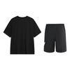 Li-Ning Letter Fashion Comfortable Quick-Dry Cool Short Sleeve T-Shirt And Mid-Waist Shorts Casual Sports Set Unisex Sets Black AHSU711-1+YKSV197-2