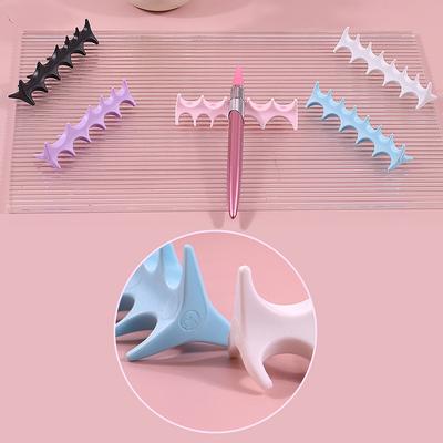 Soporte para Pinceles de Uñas de 5 Compartimentos Soporte Suave de Espina de Pescado Salón Soporte para Bolígrafos Accesorio Pinceles para Herramientas de Manicura Soporte de Silicona para Pinceles de Nail Art