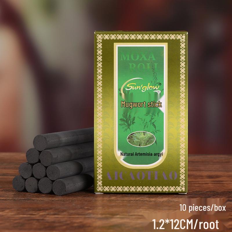 Black Smokeless Moxa Sticks - 5-Pack, Carbonized, Essential for Family Use