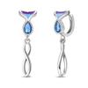 925 Silber Sexy Hängende Ohrringe Schmetterling Schleife Herz Blume Muschel Perle Edelstein Bling Set für Damen Ohrstecker Geschenk Feiner Schmuck