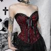 GlowGirl Gotyckie Koronkowe Siatkowe Krótkie Topiki Czarne Seksowne Z Cienkimi Ramiączkami Topiki Gorsetowe Goth Punk Grunge Fairy Core Halloween Y2K Estetyczne Ubrania