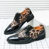 Fashion Leopard Leather Luxury Dress Shoes Men's Italian Wingtip Oxfords Strap Buckle Brogue Party Business Wedding Formal Shoes for Men