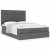 Cadre de lit avec matelas - 140x200 cm - Gris foncé - Rangement sous le lit - Mécanisme de levage hydraulique