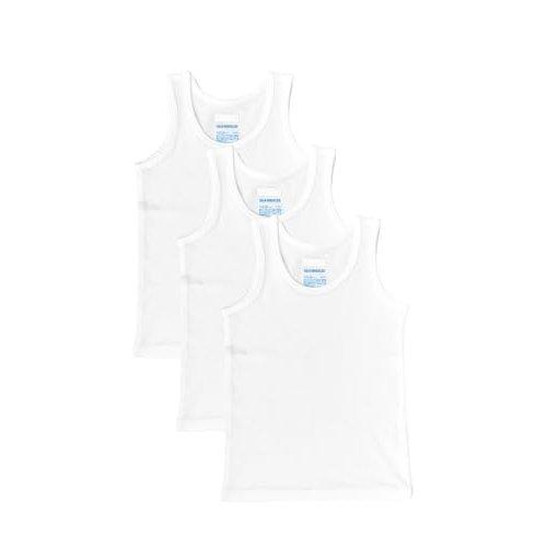 Seabreeze Kids 100% Cotton Mesh Tank Top White 100cm 3-Piece Pack