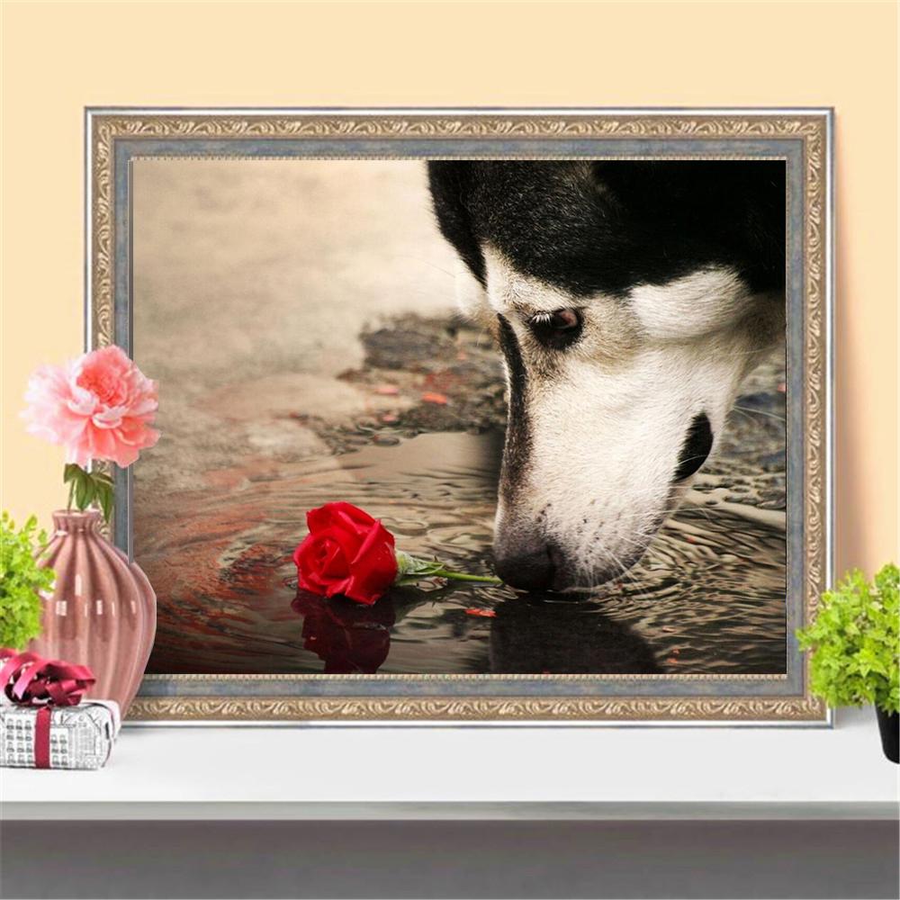 5D DIY Diamond Painting Full Drill Animal Diamond Embroidery Dog Handcraft