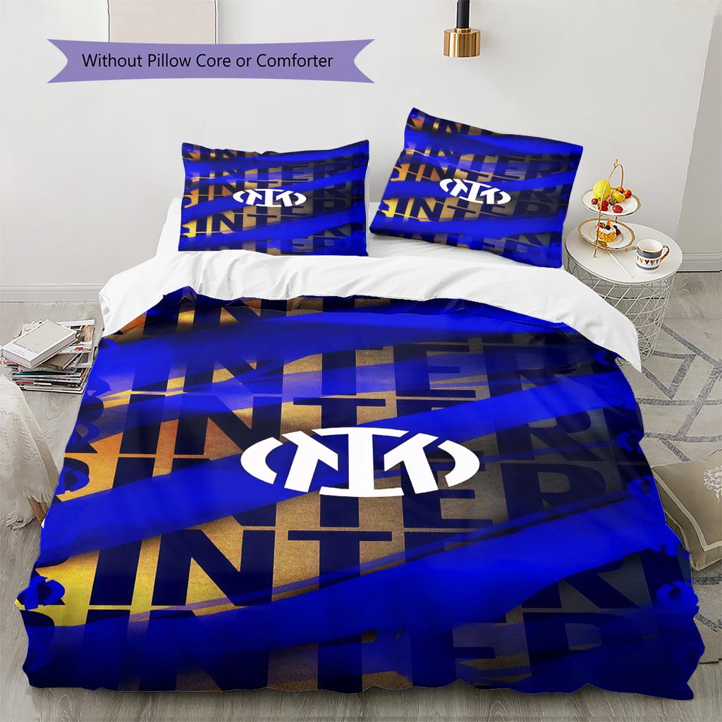 Inter Milan logo  Pattern Bedding Quilt Set Quilt Cover Pillowcase Home Decoration Birthday Gift (1 * duvet cover + 2 * pillowcase, without core)