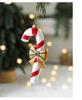 Red & White Painted Wooden House Christmas Ornaments: Car, Gift Cane, Donut, & Cloth Pendants