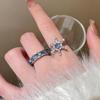 2Pcs/Set Women Ring Set, Stackable Ring with Cubic Zirconia Micro-Setting, Snowflake Row Rings Set for Jewelry Gift