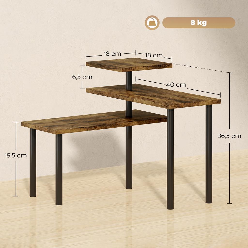 3-Tier Kitchen Countertop Organiser, Adjustable Spice Rack, Corner Shelf for Kitchen, Coffee Bar, Bathroom, Rustic Brown
