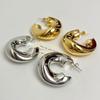 New Retro Chunky C Shape Hoop Earrings Glossy Gold Plated Pvd Circle Round Tube Huggie Hoops Stacked Ear Jewelry
