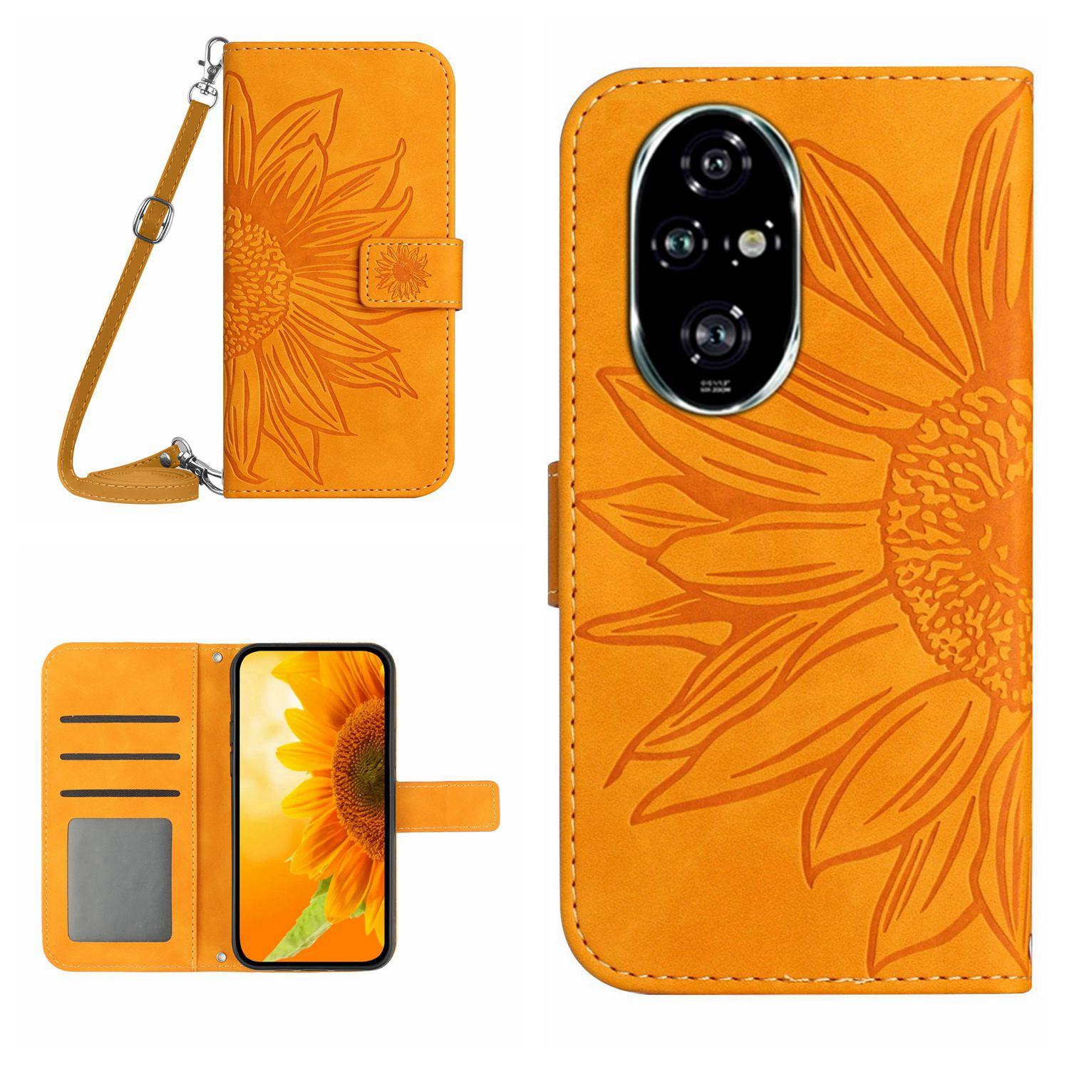 

HT04 For Honor 200 5G Case Sunflower Flip Leather Phone Cover Card Slots Yellow
