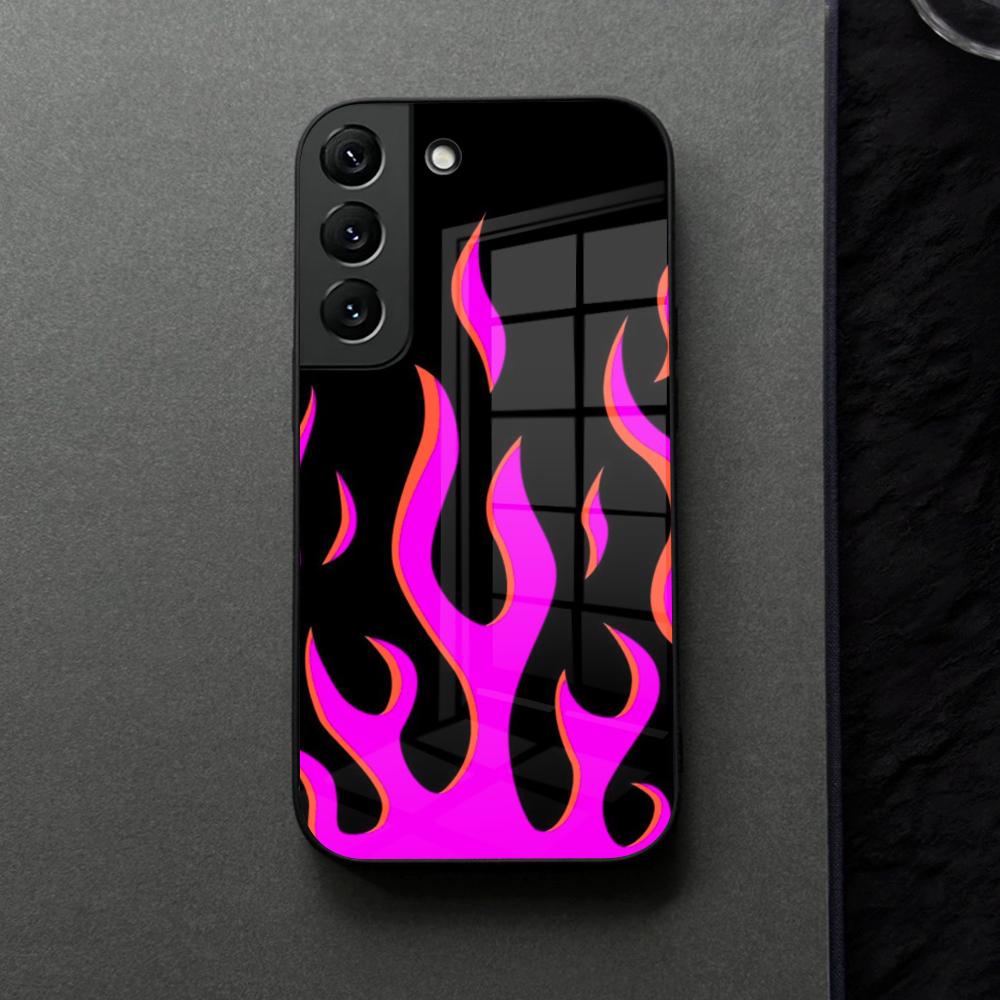 Fashion Flame Pattern Phone Case Glass For Samsung Galaxy S21 S26 S25 S22 S20 S24 S23 Ultra Fe Plus A16 A34 A54 A24 Coque