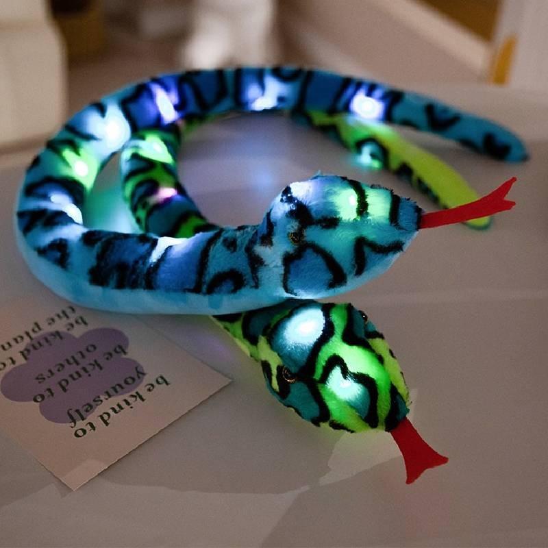 Glowing Plush Snake Toy Cartoon Stuffed Animal Doll Room Decoration Gift Kids