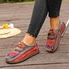 Big-size Ethnic Style Casual Shoes for Women, Colorful Lace-up Graffiti Low-top Canvas Shoes