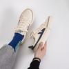 Warrior Trendy Versatile Retro Breathable Lightweight Low-Top Canvas Shoes Unisex sneaker Beige Dark-Blue WXY-B249MJ06