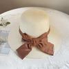 Hepburn style straw hat seaside vacation sun hat summer straw braided big brim temperament bow sun hat women's