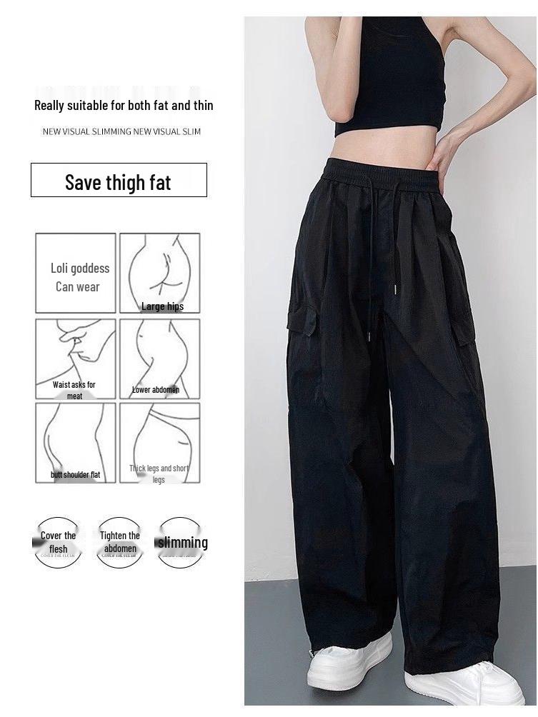 Women's Summer High-Waist Retro Joggers: Casual Wide-Leg Straight Pants