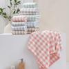 Japanisches minimalistisches Karomuster Handtuch Saugfähig Dick Weich Badetuch Baumwolle Waschen Badetücher Zwei in Eins Eltern-Kind-Set Handtuch